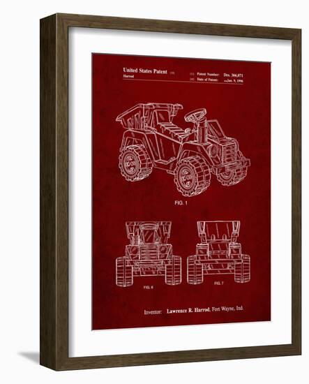 PP951-Burgundy Mattel Kids Dump Truck Patent Poster-Cole Borders-Framed Giclee Print