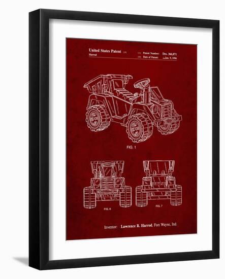 PP951-Burgundy Mattel Kids Dump Truck Patent Poster-Cole Borders-Framed Giclee Print