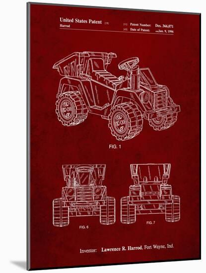 PP951-Burgundy Mattel Kids Dump Truck Patent Poster-Cole Borders-Mounted Giclee Print