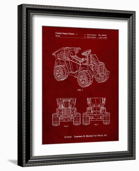 PP951-Burgundy Mattel Kids Dump Truck Patent Poster-Cole Borders-Framed Giclee Print