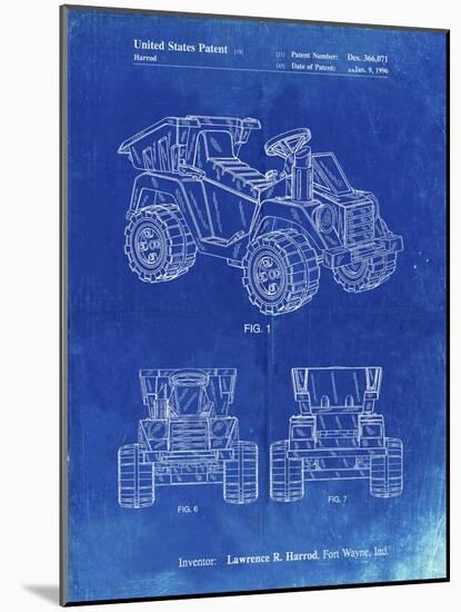 PP951-Faded Blueprint Mattel Kids Dump Truck Patent Poster-Cole Borders-Mounted Giclee Print
