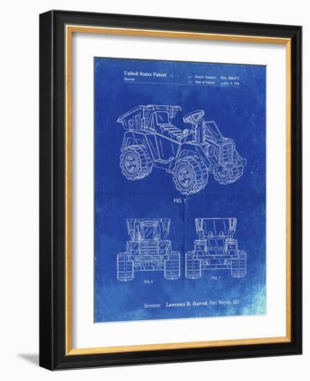 PP951-Faded Blueprint Mattel Kids Dump Truck Patent Poster-Cole Borders-Framed Giclee Print