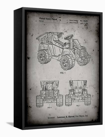 PP951-Faded Grey Mattel Kids Dump Truck Patent Poster-Cole Borders-Framed Premier Image Canvas