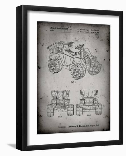 PP951-Faded Grey Mattel Kids Dump Truck Patent Poster-Cole Borders-Framed Giclee Print