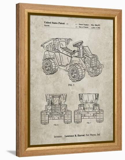 PP951-Sandstone Mattel Kids Dump Truck Patent Poster-Cole Borders-Framed Premier Image Canvas
