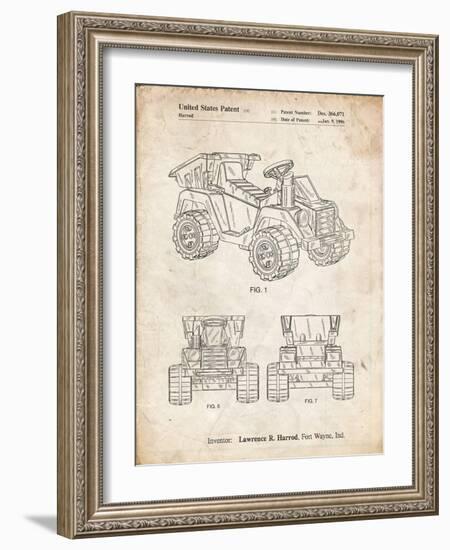 PP951-Vintage Parchment Mattel Kids Dump Truck Patent Poster-Cole Borders-Framed Giclee Print