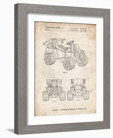 PP951-Vintage Parchment Mattel Kids Dump Truck Patent Poster-Cole Borders-Framed Giclee Print