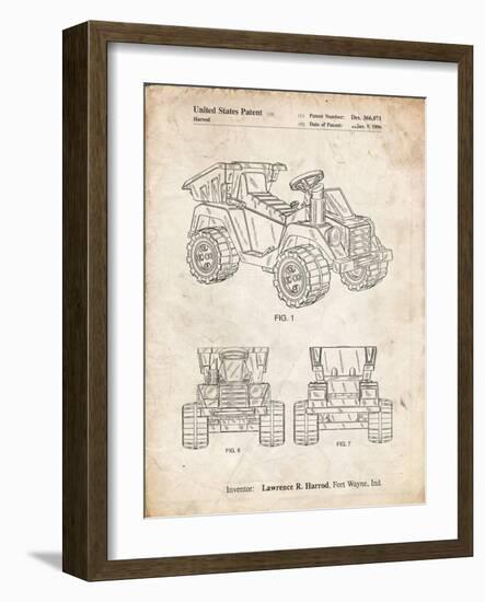 PP951-Vintage Parchment Mattel Kids Dump Truck Patent Poster-Cole Borders-Framed Giclee Print
