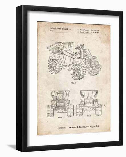 PP951-Vintage Parchment Mattel Kids Dump Truck Patent Poster-Cole Borders-Framed Giclee Print