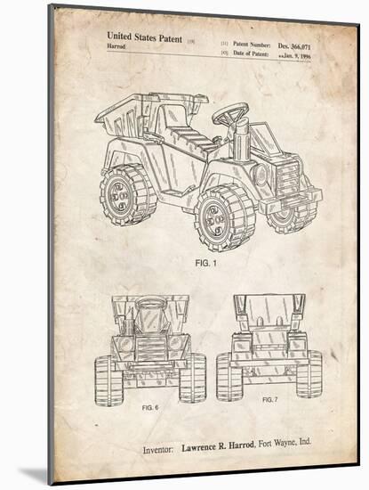 PP951-Vintage Parchment Mattel Kids Dump Truck Patent Poster-Cole Borders-Mounted Giclee Print