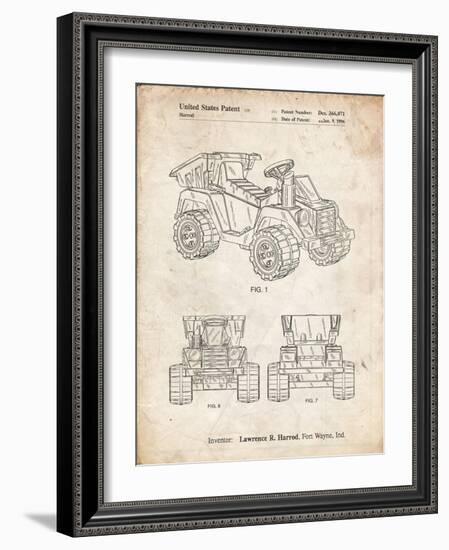 PP951-Vintage Parchment Mattel Kids Dump Truck Patent Poster-Cole Borders-Framed Giclee Print