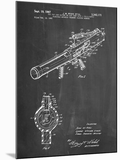 PP952-Chalkboard Mattel Toy Pop Gun Patent Poster-Cole Borders-Mounted Giclee Print