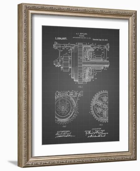 PP953-Black Grid Mechanical Gearing 1912 Patent Poster-Cole Borders-Framed Giclee Print