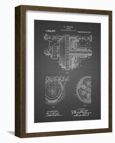 PP953-Black Grid Mechanical Gearing 1912 Patent Poster-Cole Borders-Framed Giclee Print