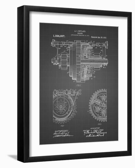 PP953-Black Grid Mechanical Gearing 1912 Patent Poster-Cole Borders-Framed Giclee Print