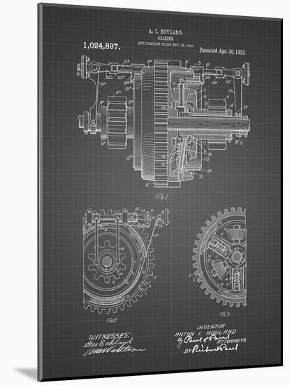 PP953-Black Grid Mechanical Gearing 1912 Patent Poster-Cole Borders-Mounted Giclee Print