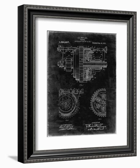 PP953-Black Grunge Mechanical Gearing 1912 Patent Poster-Cole Borders-Framed Premium Giclee Print