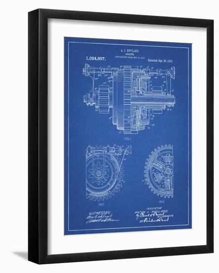 PP953-Blueprint Mechanical Gearing 1912 Patent Poster-Cole Borders-Framed Giclee Print