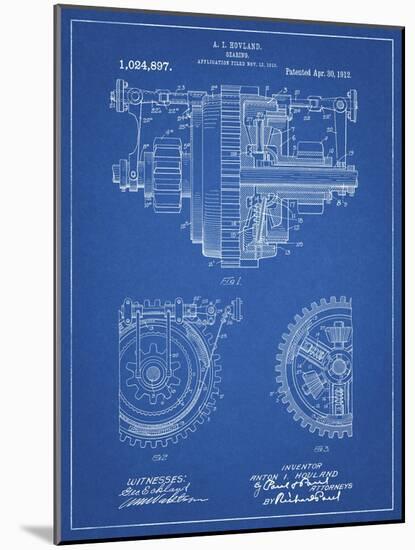 PP953-Blueprint Mechanical Gearing 1912 Patent Poster-Cole Borders-Mounted Giclee Print