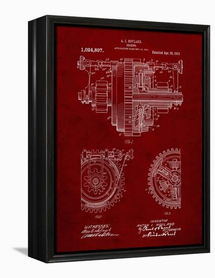 PP953-Burgundy Mechanical Gearing 1912 Patent Poster-Cole Borders-Framed Premier Image Canvas