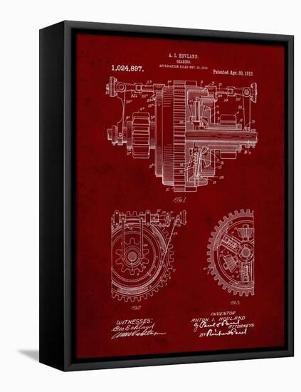 PP953-Burgundy Mechanical Gearing 1912 Patent Poster-Cole Borders-Framed Premier Image Canvas
