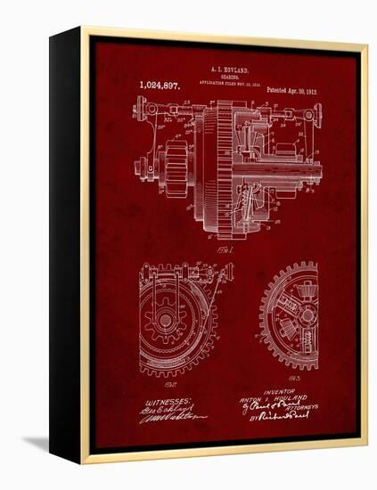 PP953-Burgundy Mechanical Gearing 1912 Patent Poster-Cole Borders-Framed Premier Image Canvas