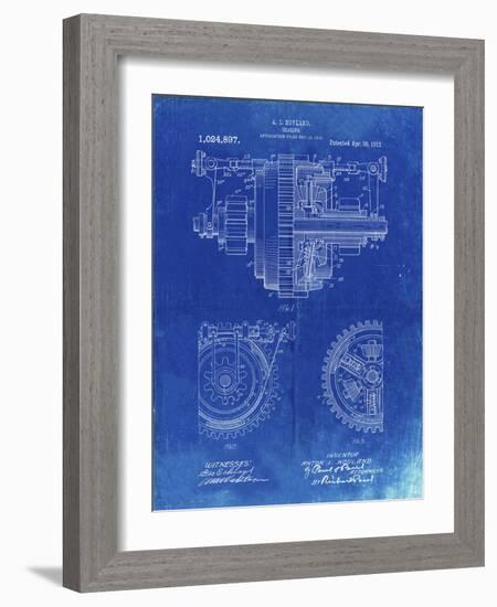 PP953-Faded Blueprint Mechanical Gearing 1912 Patent Poster-Cole Borders-Framed Giclee Print