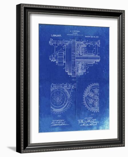PP953-Faded Blueprint Mechanical Gearing 1912 Patent Poster-Cole Borders-Framed Giclee Print