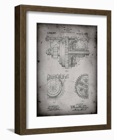 PP953-Faded Grey Mechanical Gearing 1912 Patent Poster-Cole Borders-Framed Giclee Print