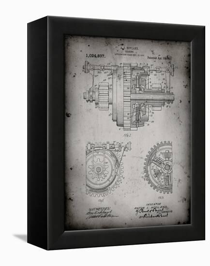 PP953-Faded Grey Mechanical Gearing 1912 Patent Poster-Cole Borders-Framed Premier Image Canvas