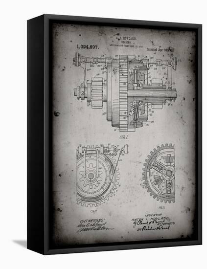 PP953-Faded Grey Mechanical Gearing 1912 Patent Poster-Cole Borders-Framed Premier Image Canvas