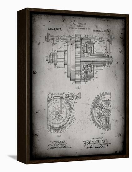 PP953-Faded Grey Mechanical Gearing 1912 Patent Poster-Cole Borders-Framed Premier Image Canvas