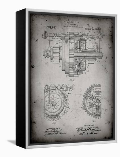 PP953-Faded Grey Mechanical Gearing 1912 Patent Poster-Cole Borders-Framed Premier Image Canvas