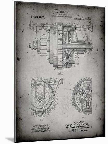 PP953-Faded Grey Mechanical Gearing 1912 Patent Poster-Cole Borders-Mounted Giclee Print