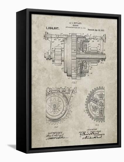 PP953-Sandstone Mechanical Gearing 1912 Patent Poster-Cole Borders-Framed Premier Image Canvas