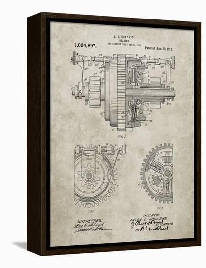 PP953-Sandstone Mechanical Gearing 1912 Patent Poster-Cole Borders-Framed Premier Image Canvas