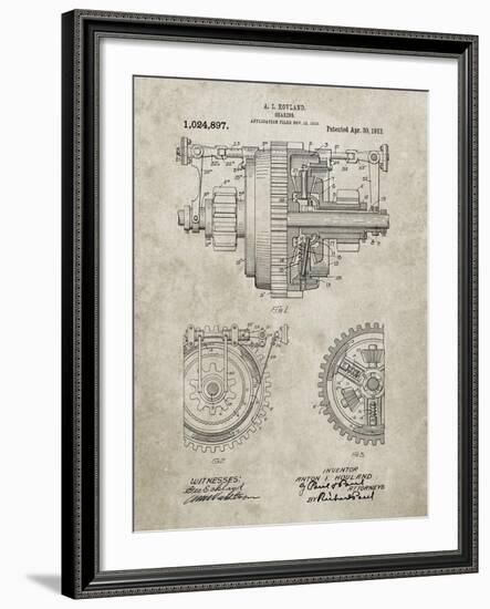 PP953-Sandstone Mechanical Gearing 1912 Patent Poster-Cole Borders-Framed Giclee Print