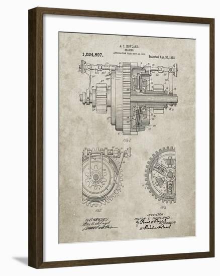 PP953-Sandstone Mechanical Gearing 1912 Patent Poster-Cole Borders-Framed Giclee Print