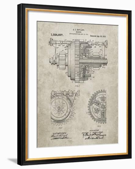 PP953-Sandstone Mechanical Gearing 1912 Patent Poster-Cole Borders-Framed Giclee Print