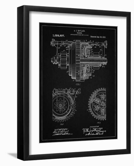 PP953-Vintage Black Mechanical Gearing 1912 Patent Poster-Cole Borders-Framed Giclee Print