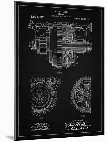 PP953-Vintage Black Mechanical Gearing 1912 Patent Poster-Cole Borders-Mounted Giclee Print