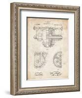 PP953-Vintage Parchment Mechanical Gearing 1912 Patent Poster-Cole Borders-Framed Giclee Print