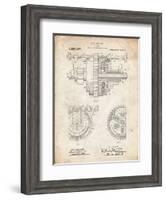 PP953-Vintage Parchment Mechanical Gearing 1912 Patent Poster-Cole Borders-Framed Giclee Print