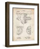 PP953-Vintage Parchment Mechanical Gearing 1912 Patent Poster-Cole Borders-Framed Giclee Print