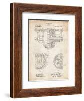 PP953-Vintage Parchment Mechanical Gearing 1912 Patent Poster-Cole Borders-Framed Giclee Print