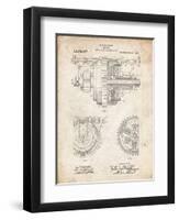 PP953-Vintage Parchment Mechanical Gearing 1912 Patent Poster-Cole Borders-Framed Giclee Print