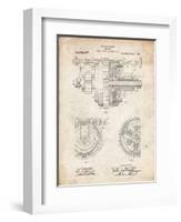 PP953-Vintage Parchment Mechanical Gearing 1912 Patent Poster-Cole Borders-Framed Giclee Print