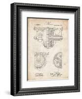 PP953-Vintage Parchment Mechanical Gearing 1912 Patent Poster-Cole Borders-Framed Giclee Print