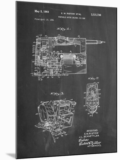 PP957-Chalkboard Milwaukee Portable Jig Saw Patent Poster-Cole Borders-Mounted Giclee Print