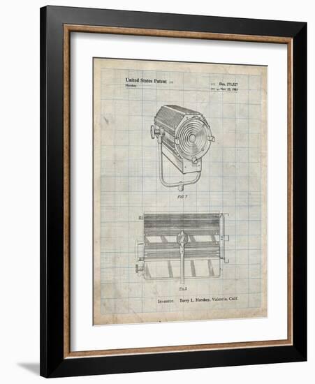 PP961-Antique Grid Parchment Mole-Richardson Film Light Patent Poster-Cole Borders-Framed Giclee Print